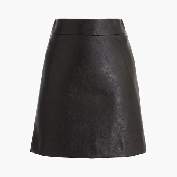 J.Crew Faux-leather A-line mini skirt Size 00 new black - Picture 1 of 7